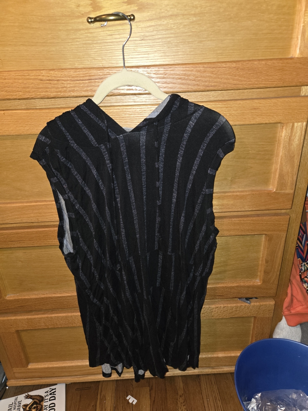 LuLaRoe Black Dress with Gray Vertical Stripes